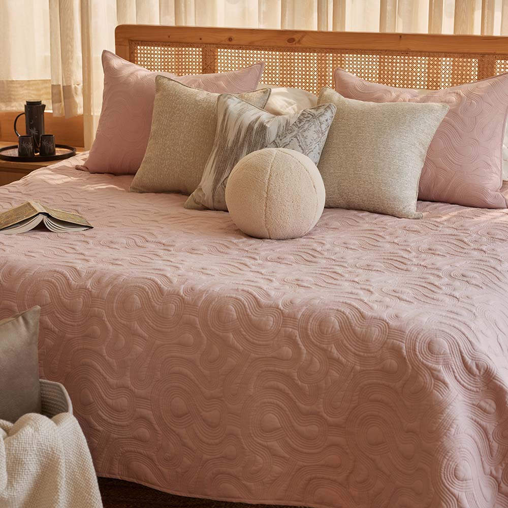 Meander Quilted Cotton Bedspread