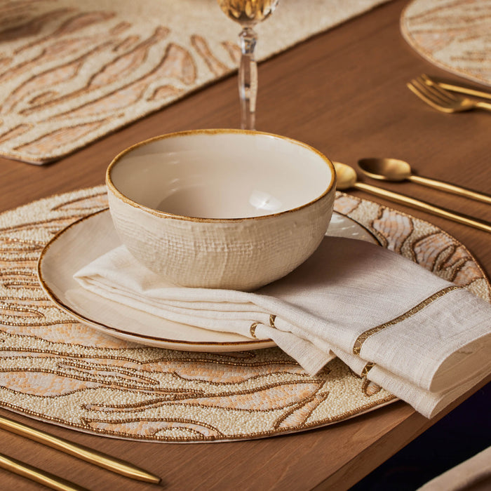 Ranthambore Ivory Gold Cotton Table Napkins Set of 4