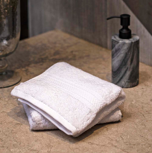 Zigzag Pearl White Hand Towel